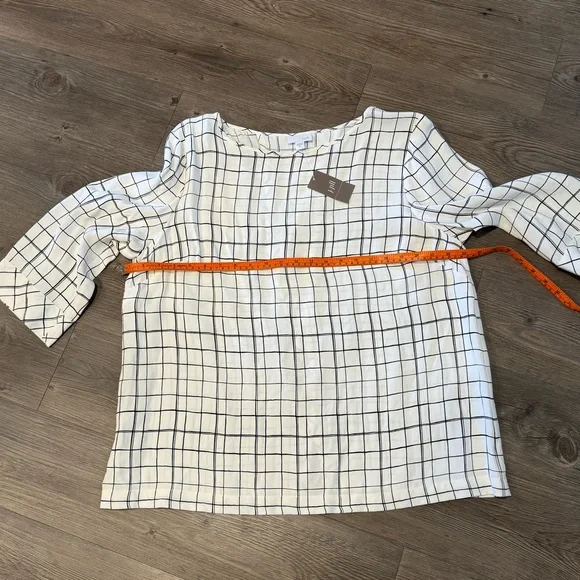 J. Jill White and Black Grid Blouse - Picture 3 of 5